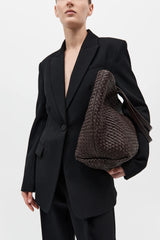 Large Woven Trapeze Bag - Chocolate