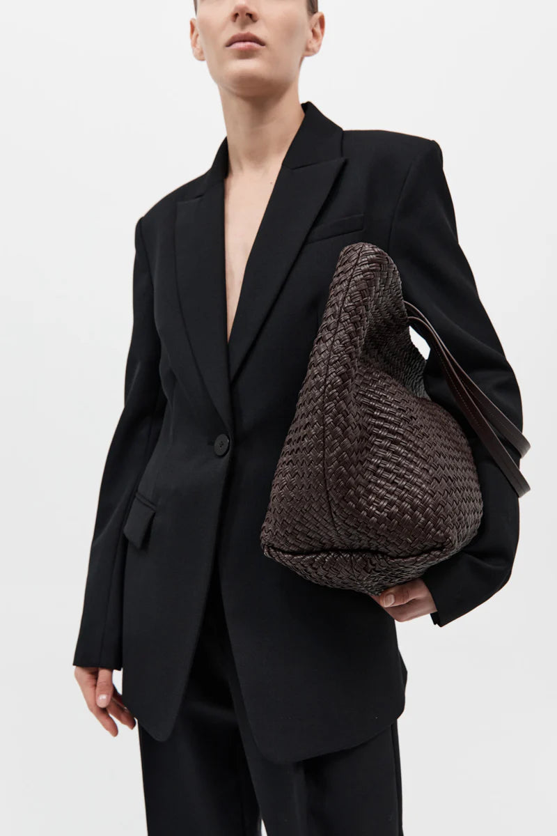 Large Woven Trapeze Bag - Chocolate
