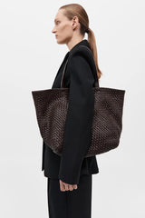 Large Woven Trapeze Bag - Chocolate