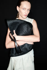 Large Woven Trapeze Bag - Black