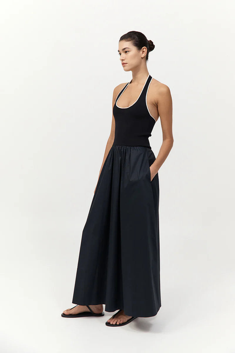 Halter Gathered Dress - Black