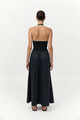 Halter Gathered Dress - Black