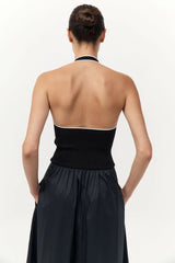 Halter Gathered Dress - Black