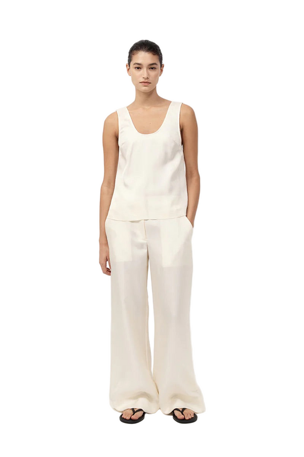 Silk Twill Pants - Milk