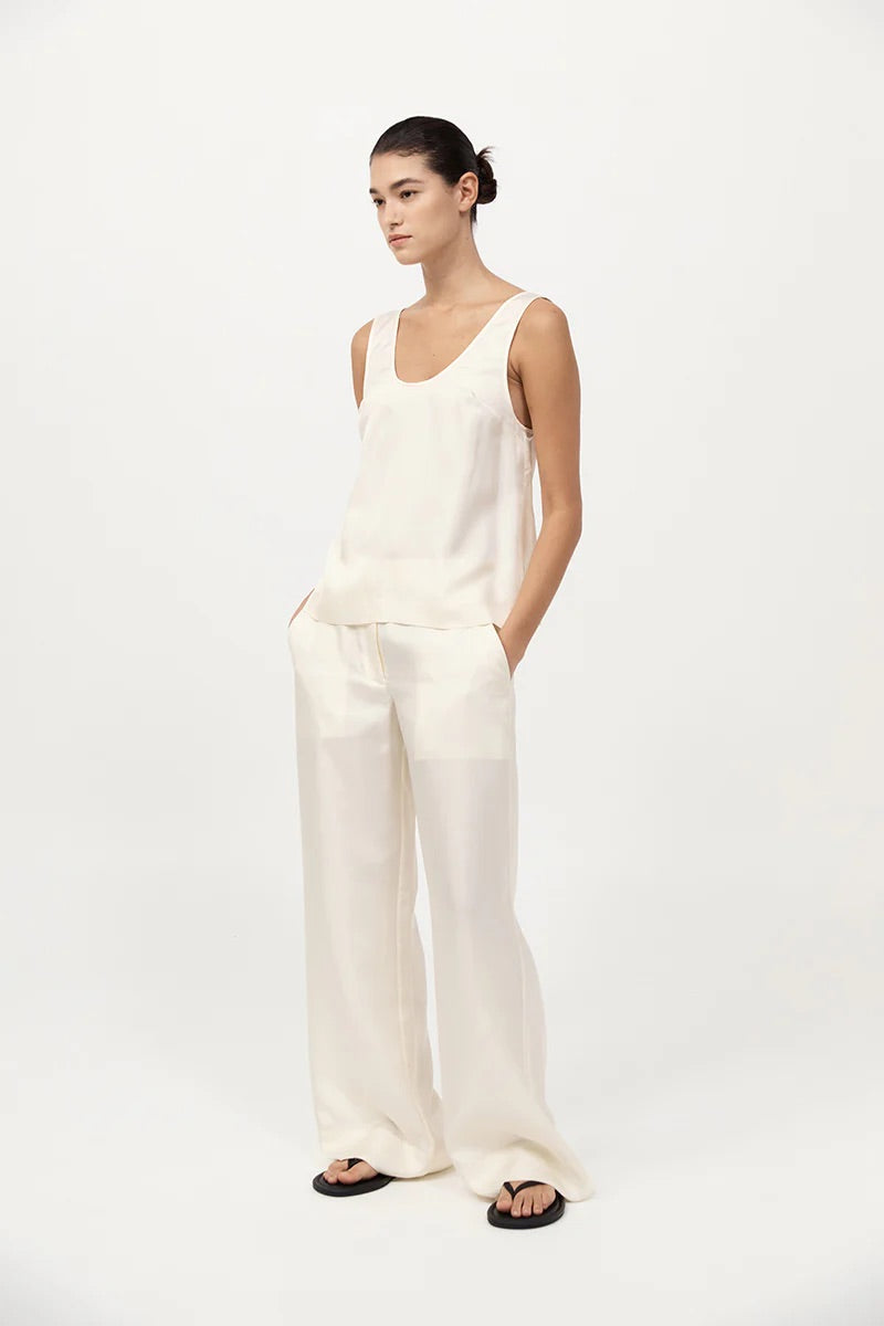 Silk Twill Pants - Milk