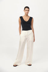 Silk Twill Pants - Milk