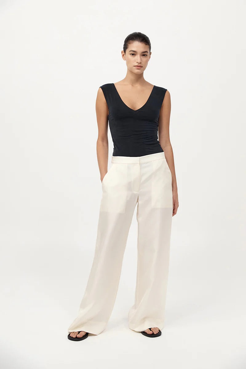 Silk Twill Pants - Milk