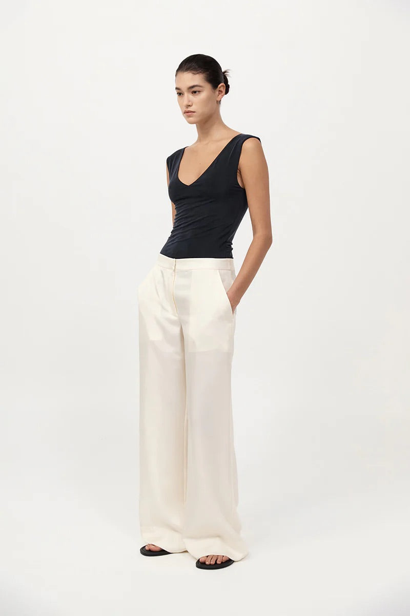 Silk Twill Pants - Milk