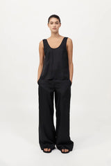 Silk Twill Pants - Black