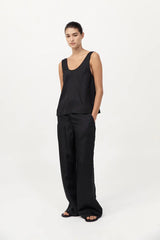 Silk Twill Pants - Black