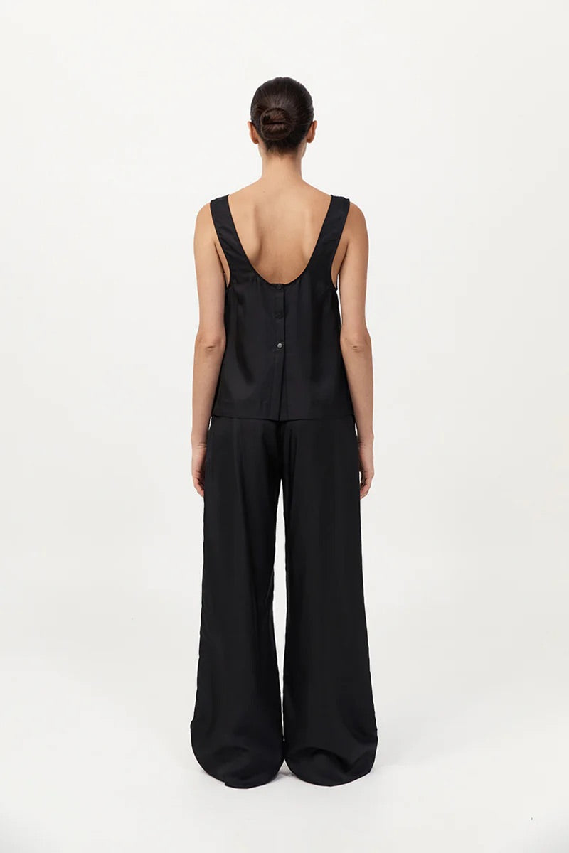 Silk Twill Pants - Black