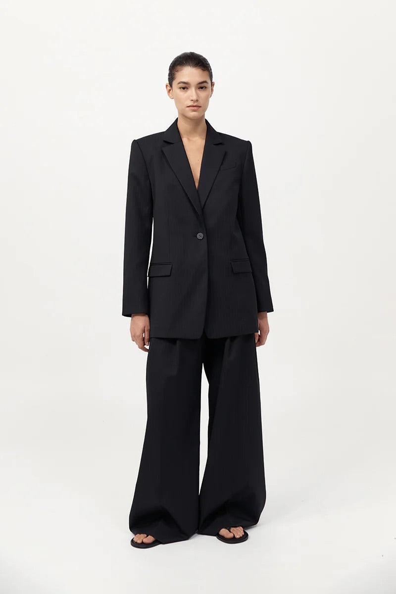 Side Stripe Homme Pant - Black Pinstripe