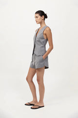 Tailored Boxer Shorts - Grey Pinstripe
