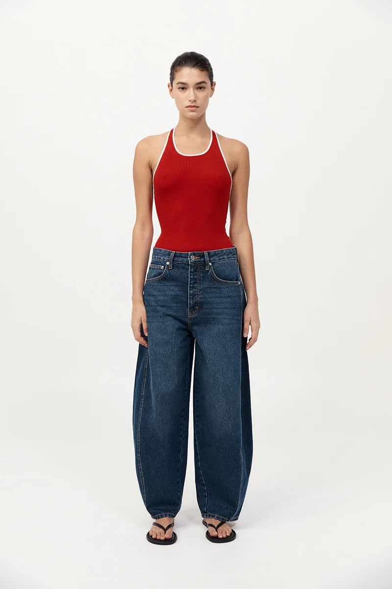 Fine Line Halter Top - Red