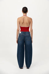 Fine Line Halter Top - Red