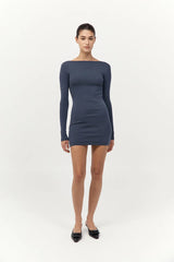 Organic Cotton Bateau Dress - Storm