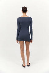Organic Cotton Bateau Dress - Storm