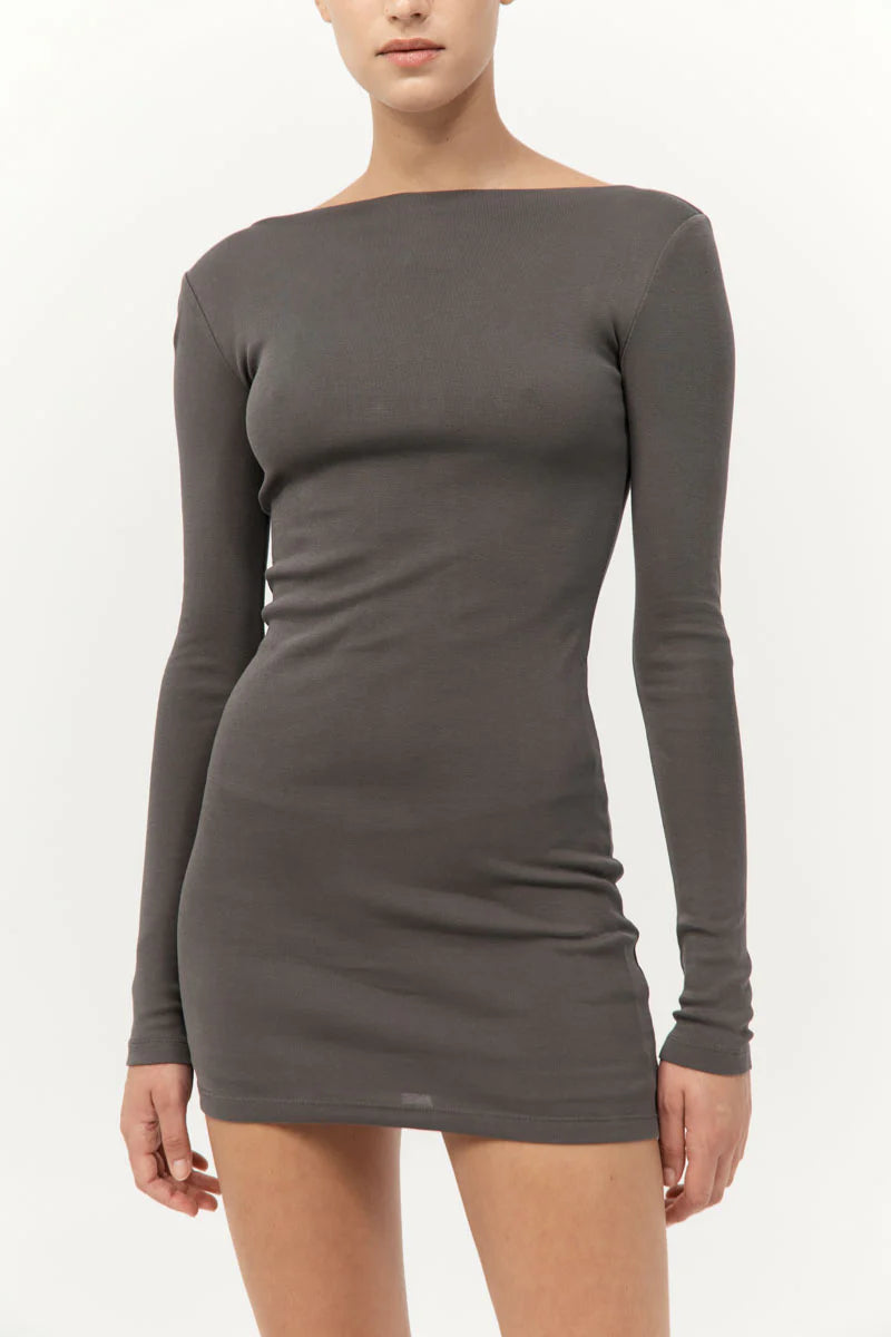 Organic Cotton Bateau Dress - Khaki