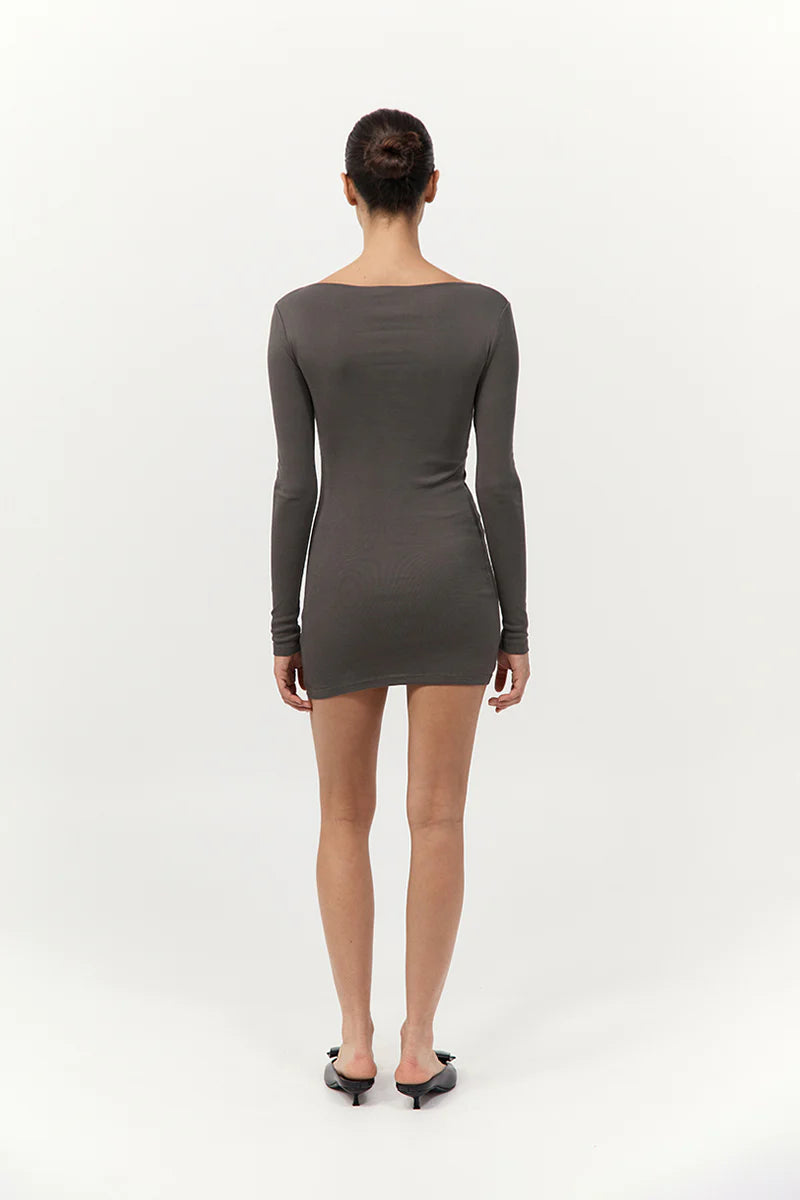 Organic Cotton Bateau Dress - Khaki