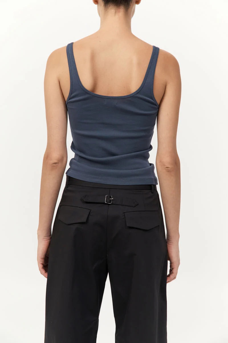 Organic Cotton Slim Scoop Tank - Storm