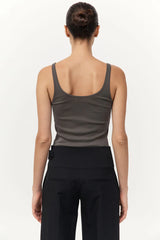 Organic Cotton Slim Scoop Tank - Khaki