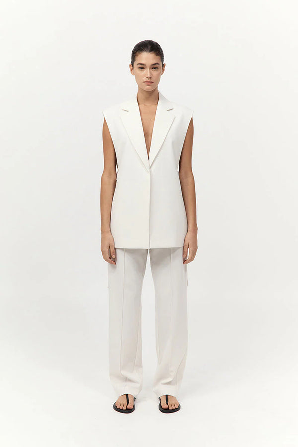 Relaxed Side Tie Vest - Off White