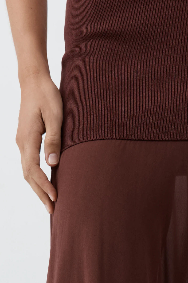 Sheer Silk Circle Hem Dress - Liqueur