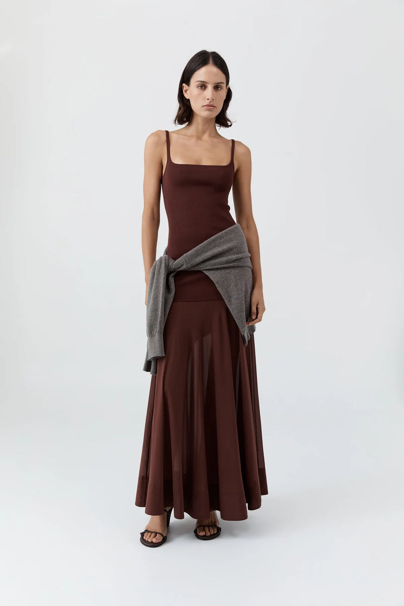 Sheer Silk Circle Hem Dress - Liqueur