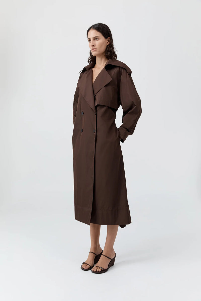 Paper Taffeta Relaxed Trench - Mocha