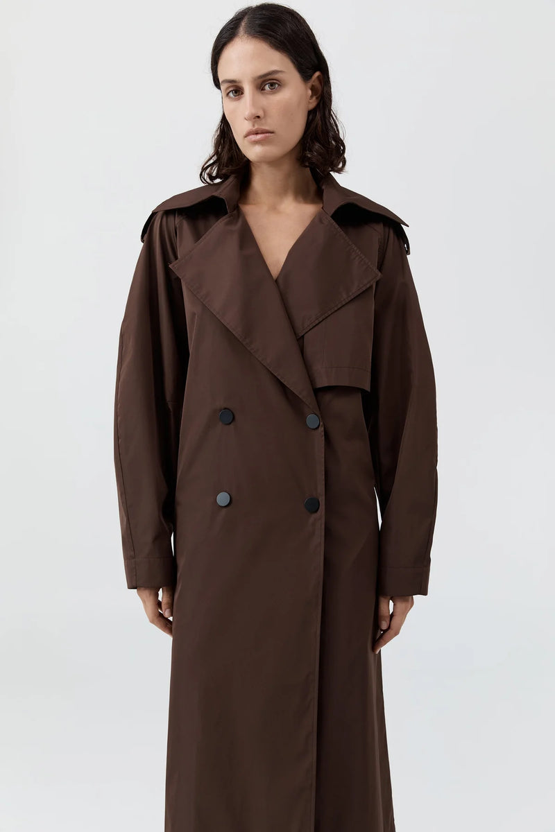 Paper Taffeta Relaxed Trench - Mocha