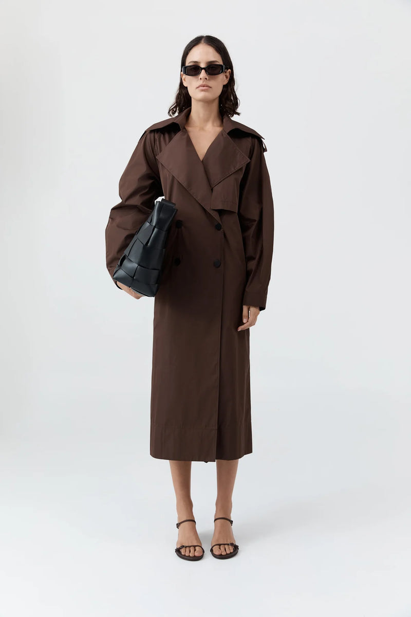 Paper Taffeta Relaxed Trench - Mocha