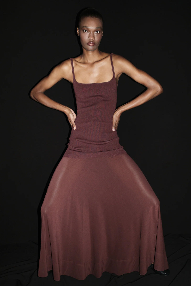 Sheer Silk Circle Hem Dress - Liqueur