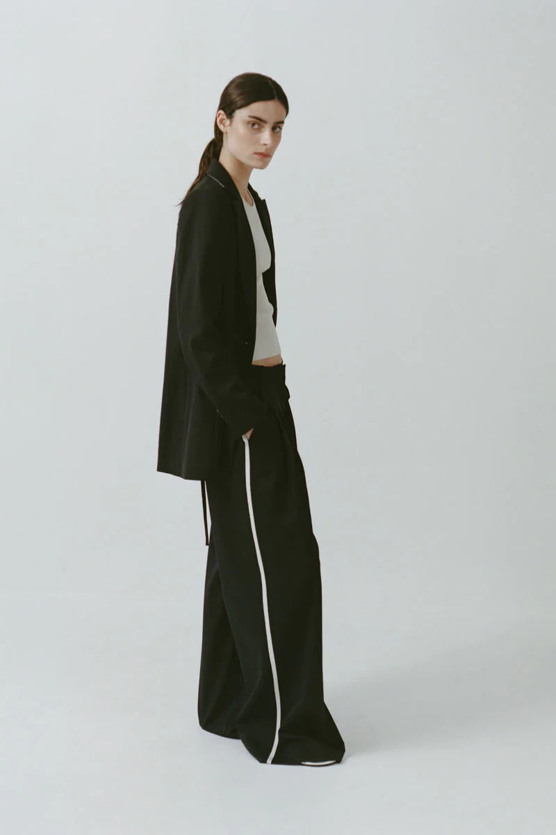 Side Stripe Homme Pant - Black Pinstripe