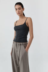 Merino Wool Slim Tank - Charcoal