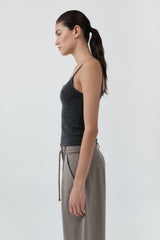 Merino Wool Slim Tank - Charcoal