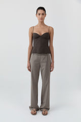 90s Wool Rouleau Minimal Pants - Light Taupe