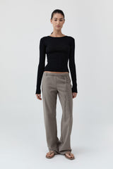 Baby Wool Long Sleeve Top - Black