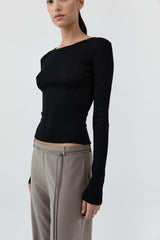 Baby Wool Long Sleeve Top - Black