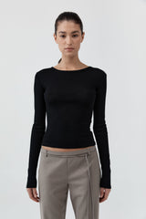 Baby Wool Long Sleeve Top - Black