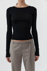 Baby Wool Long Sleeve Top - Black