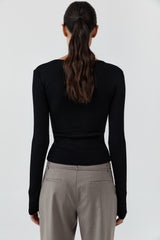 Baby Wool Long Sleeve Top - Black