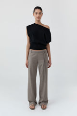 90s Wool Rouleau Minimal Pants - Light Taupe