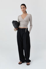 Baby Wool Wrap Top - Soft Ash