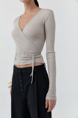 Baby Wool Wrap Top - Soft Ash