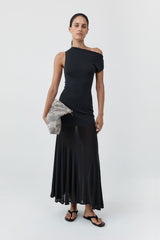 Fine Jersey Circle Hem Dress - Charcoal