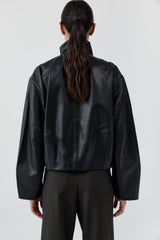 Cocoon Zip Leather Jacket - Black