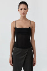 Stretch Silk Cami - Black