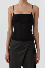 Stretch Silk Cami - Black