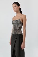 Savanna Stretch Silk Cami - Zebra