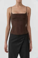 Stretch Silk Cami - Cedar